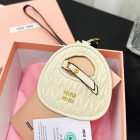MIIUMIU letter leather embroidered bag hanging ornaments-3554  